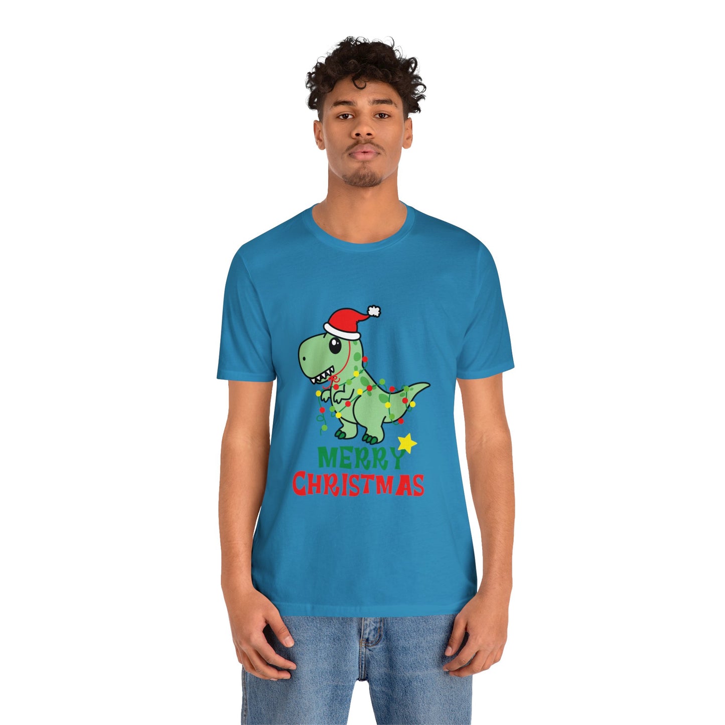 Bella+Canvas_Merry Christmas Dino_Unisex Jersey Short Sleeve Tee