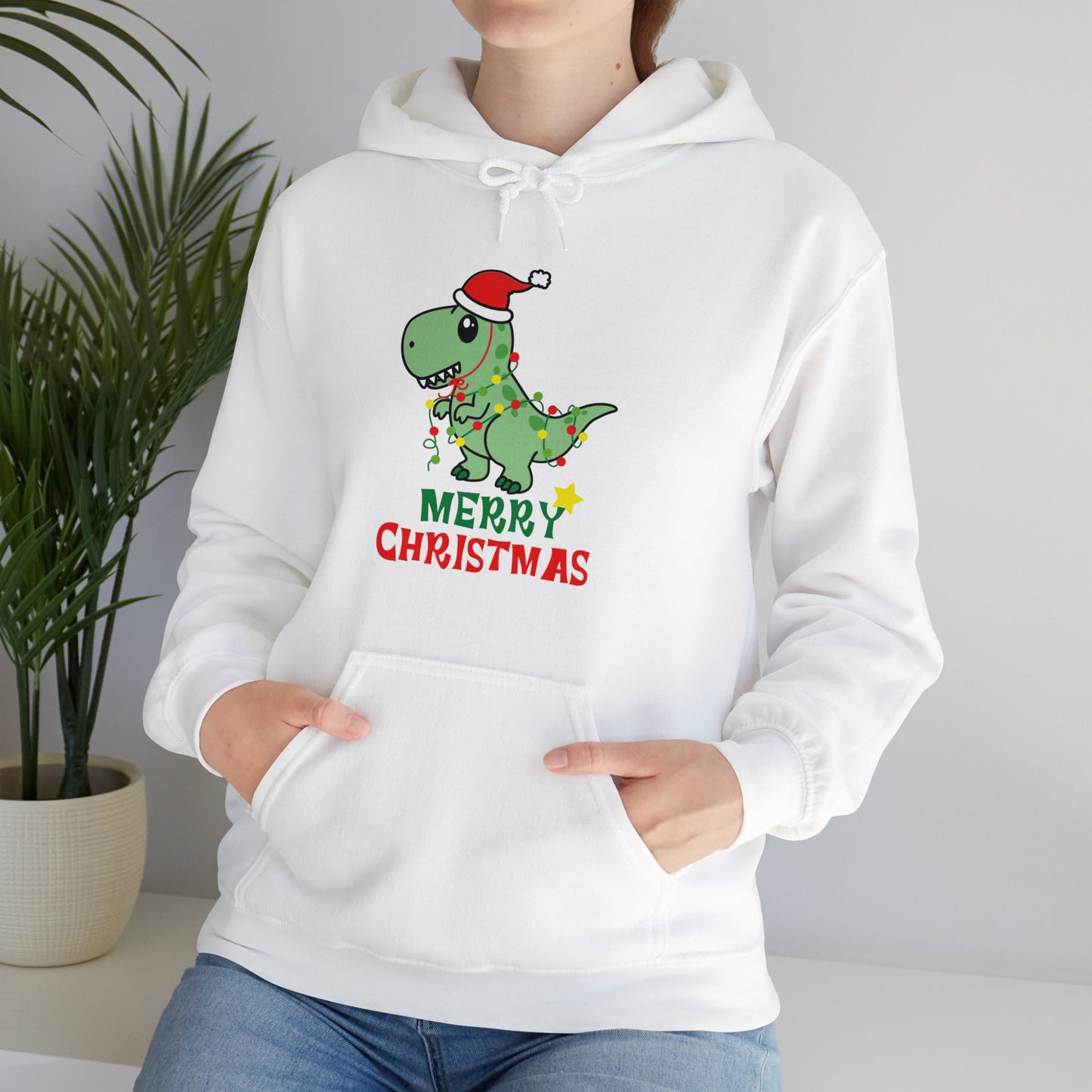 Gildan_Merry Chritmas_ Dino_Unisex Heavy Blend™ Hooded Sweatshirt