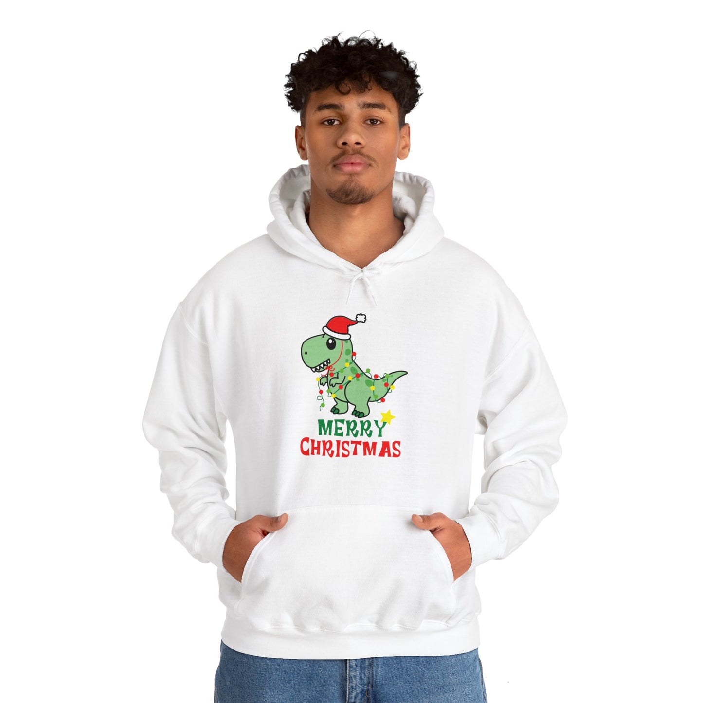 Gildan_Merry Chritmas_ Dino_Unisex Heavy Blend™ Hooded Sweatshirt