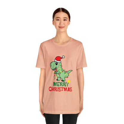 Bella+Canvas_Merry Christmas Dino_Unisex Jersey Short Sleeve Tee