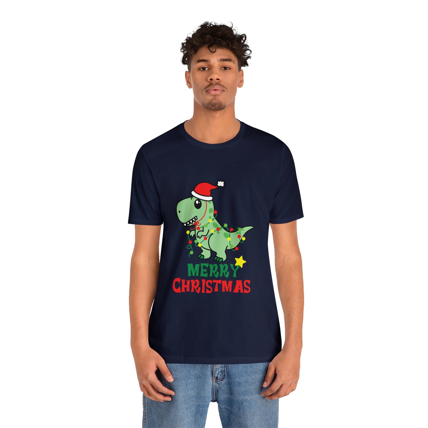 Bella+Canvas_Merry Christmas Dino_Unisex Jersey Short Sleeve Tee