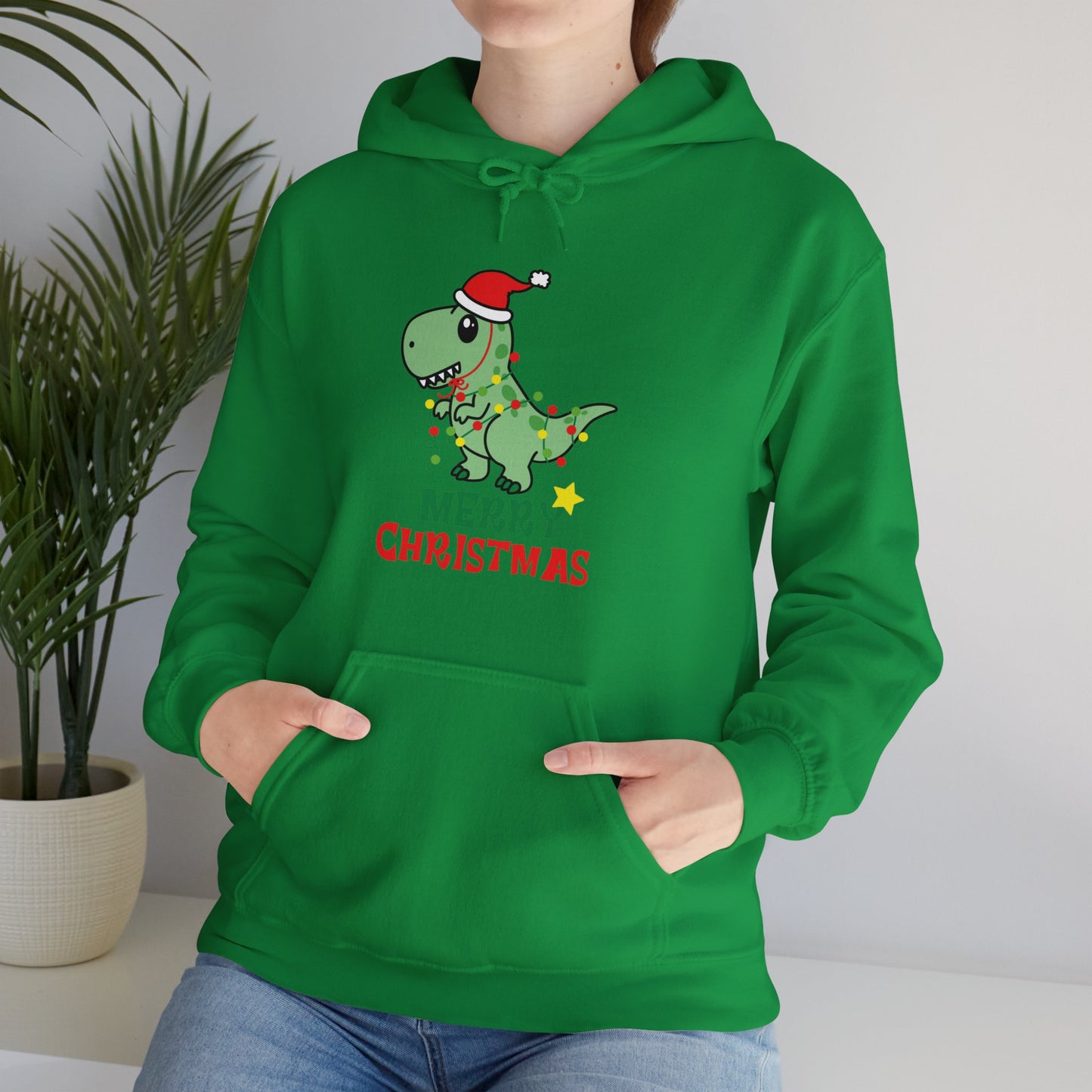 Gildan_Merry Chritmas_ Dino_Unisex Heavy Blend™ Hooded Sweatshirt