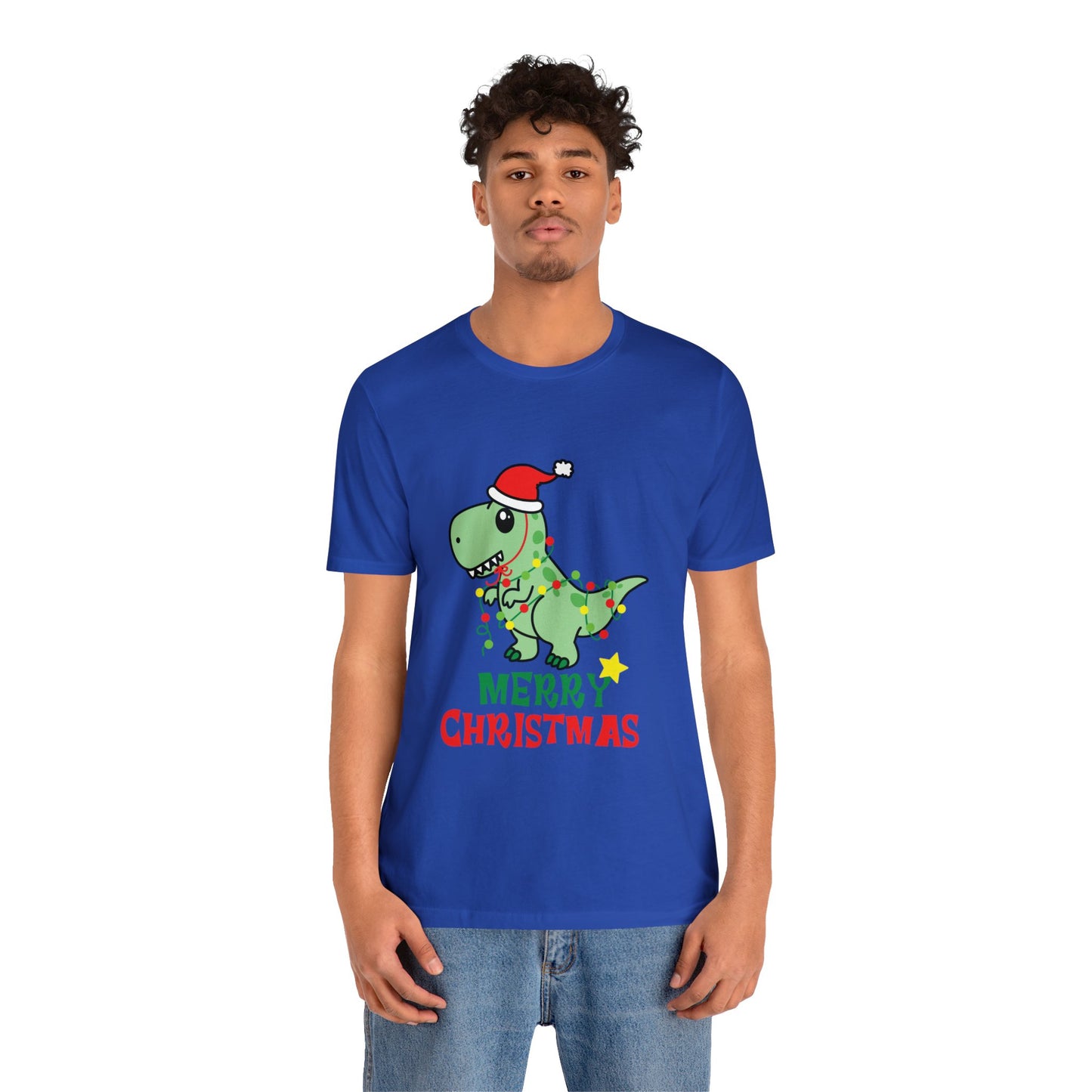 Bella+Canvas_Merry Christmas Dino_Unisex Jersey Short Sleeve Tee