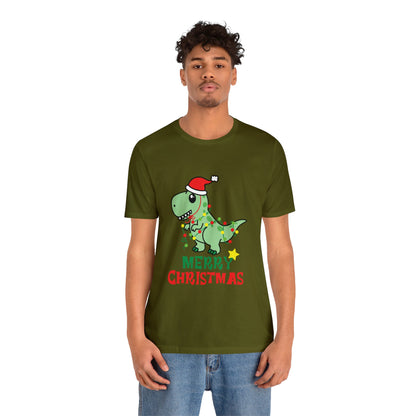 Bella+Canvas_Merry Christmas Dino_Unisex Jersey Short Sleeve Tee