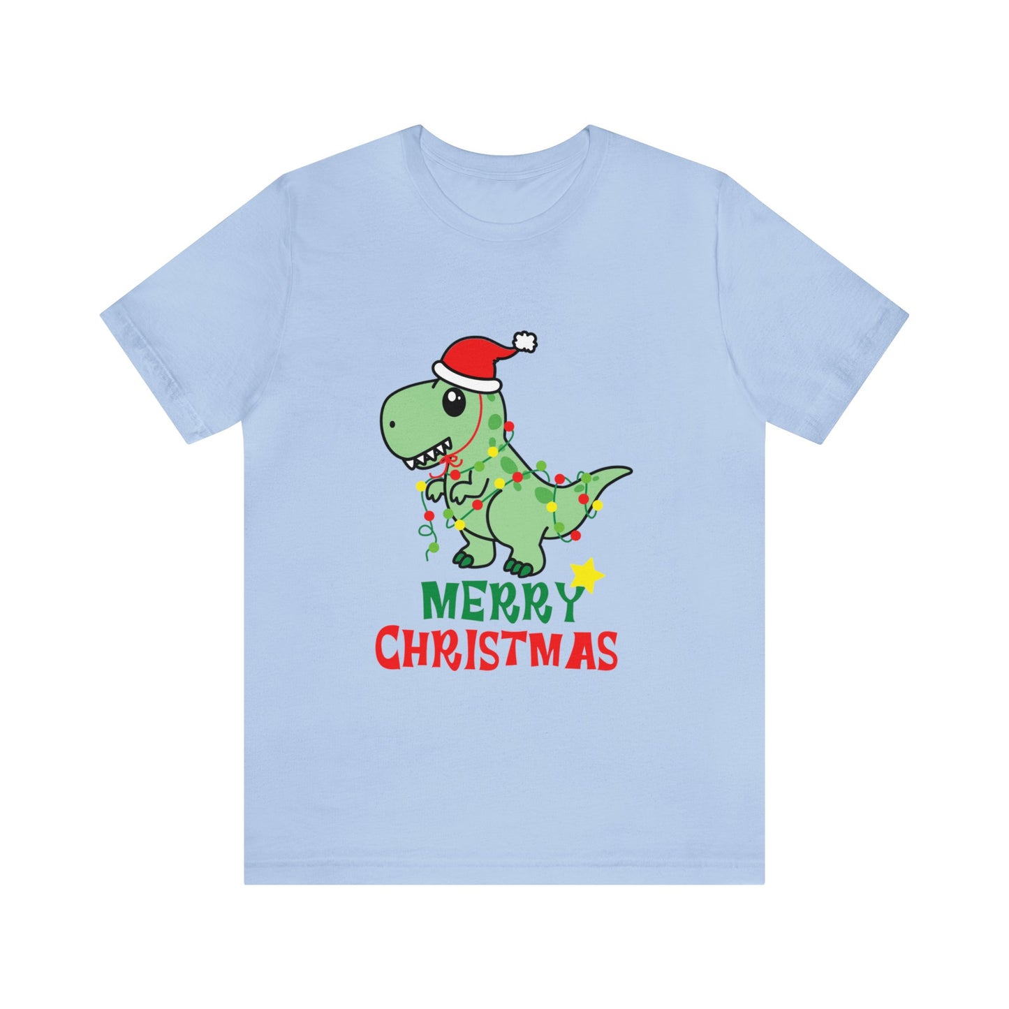 Bella+Canvas_Merry Christmas Dino_Unisex Jersey Short Sleeve Tee