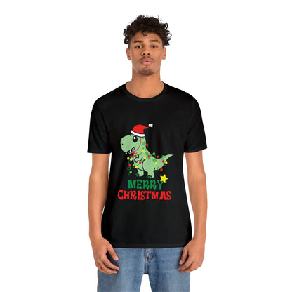 Bella+Canvas_Merry Christmas Dino_Unisex Jersey Short Sleeve Tee