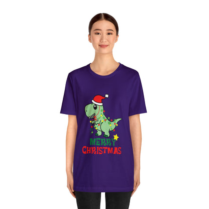 Bella+Canvas_Merry Christmas Dino_Unisex Jersey Short Sleeve Tee