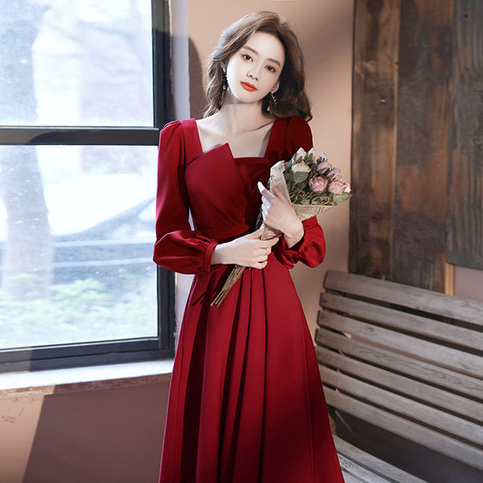 Burgundy Engagement Dress Can Usually Be Worn As A Wedding Dress