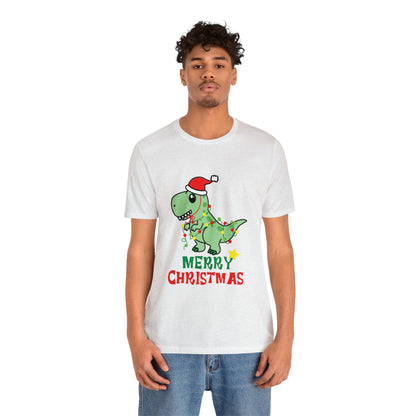 Bella+Canvas_Merry Christmas Dino_Unisex Jersey Short Sleeve Tee