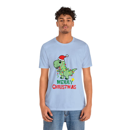 Bella+Canvas_Merry Christmas Dino_Unisex Jersey Short Sleeve Tee