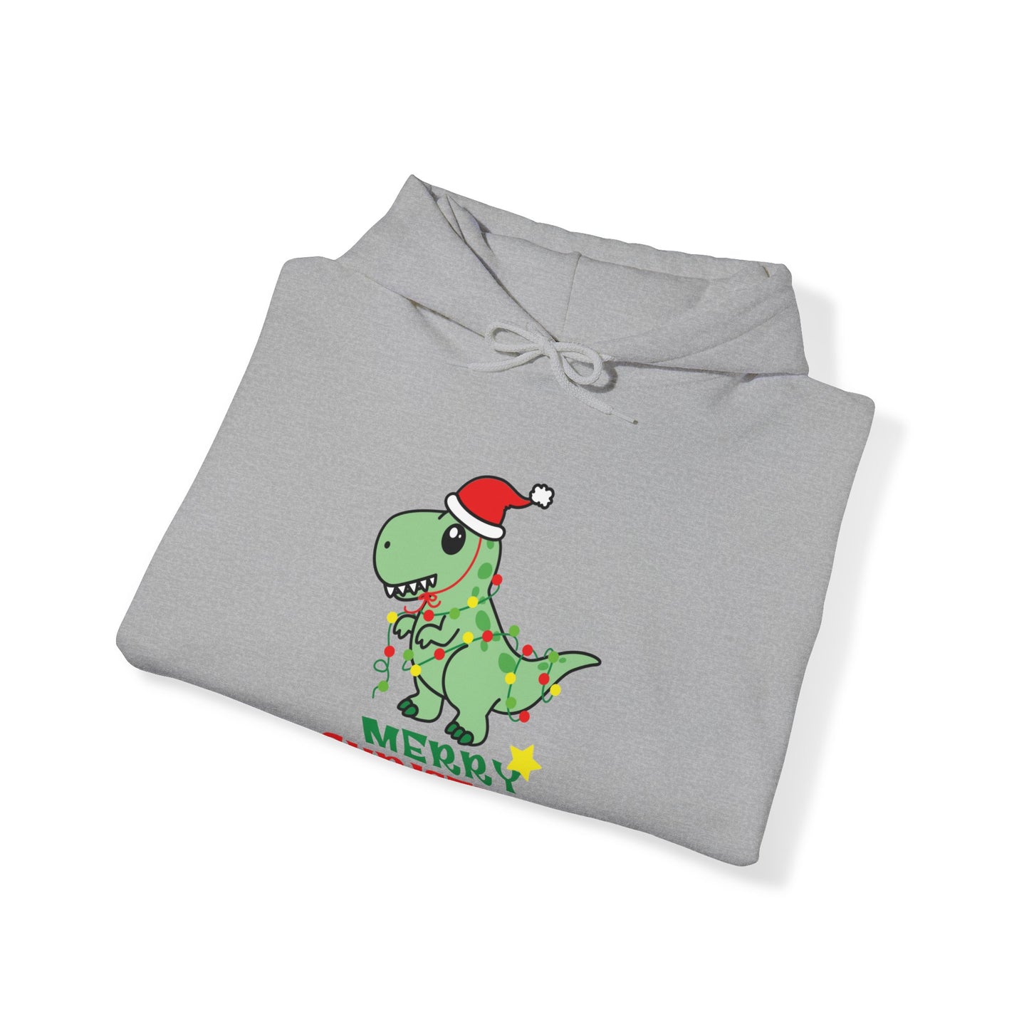 Gildan_Merry Chritmas_ Dino_Unisex Heavy Blend™ Hooded Sweatshirt