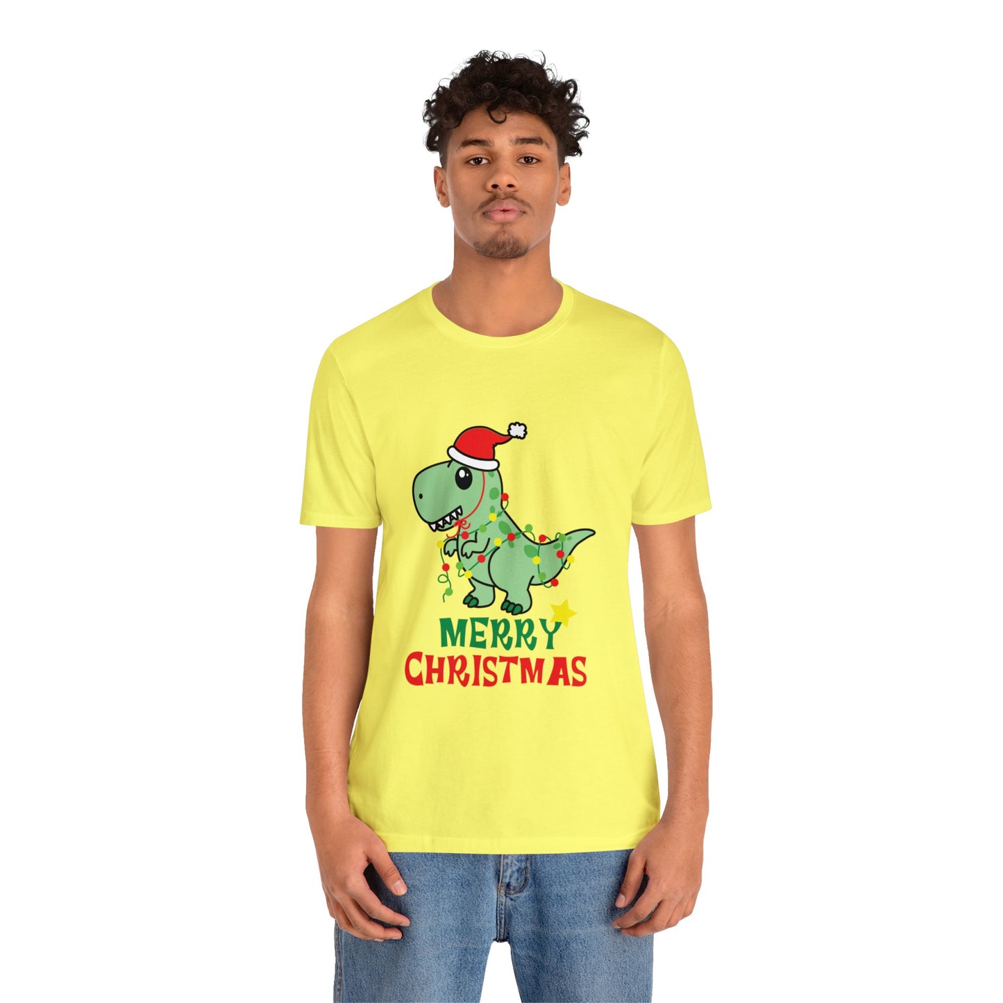 Bella+Canvas_Merry Christmas Dino_Unisex Jersey Short Sleeve Tee