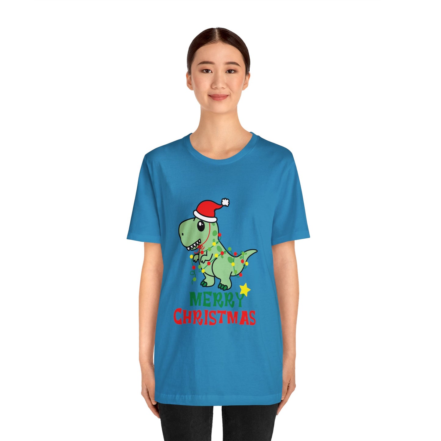 Bella+Canvas_Merry Christmas Dino_Unisex Jersey Short Sleeve Tee