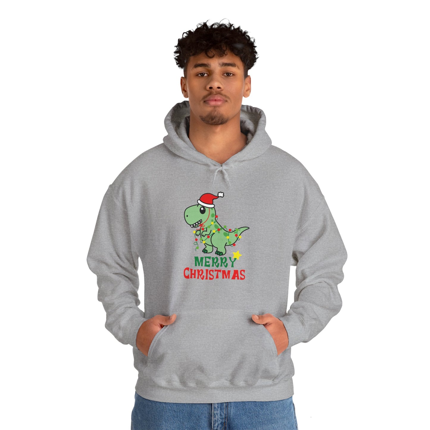 Gildan_Merry Chritmas_ Dino_Unisex Heavy Blend™ Hooded Sweatshirt