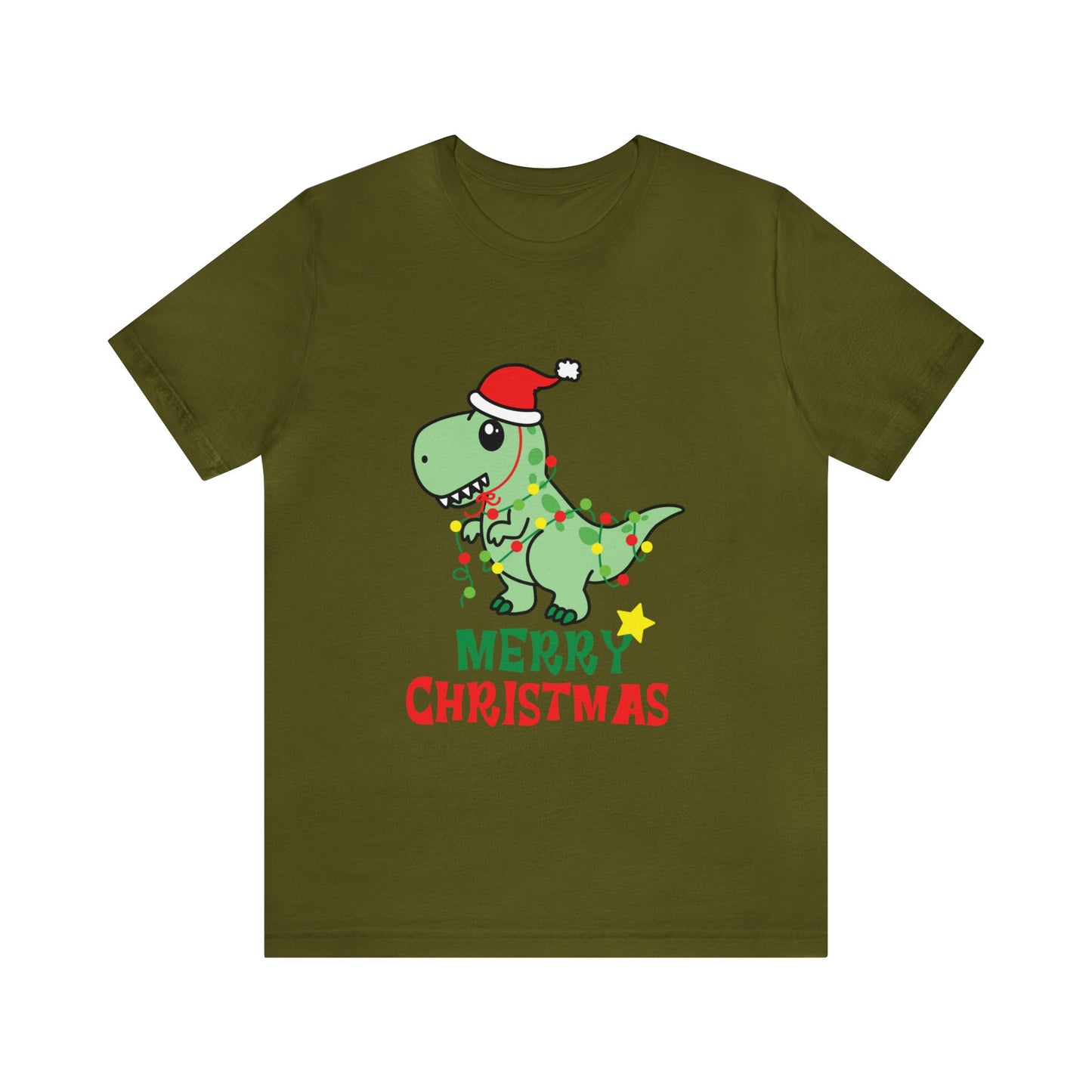 Bella+Canvas_Merry Christmas Dino_Unisex Jersey Short Sleeve Tee