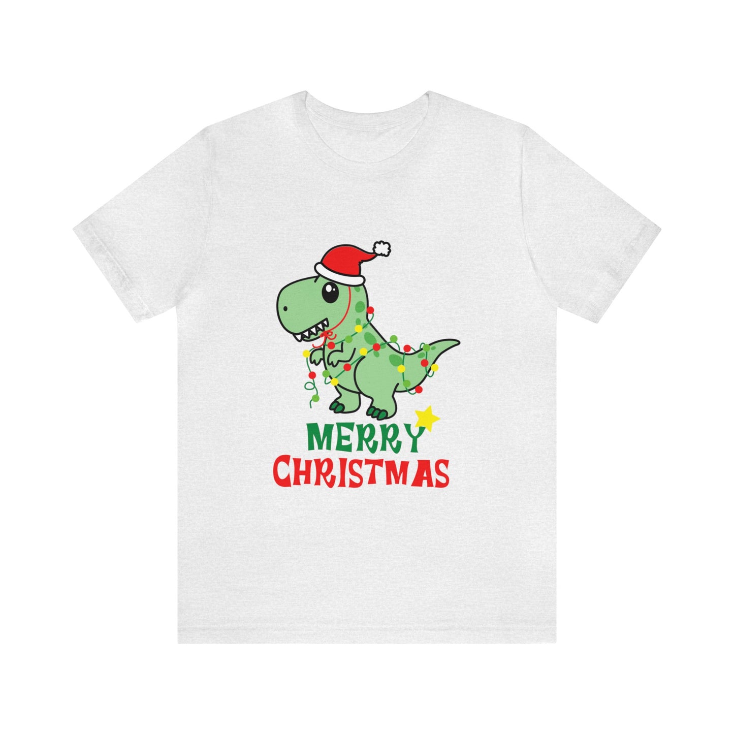 Bella+Canvas_Merry Christmas Dino_Unisex Jersey Short Sleeve Tee