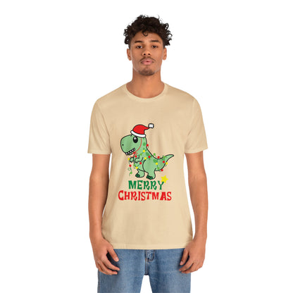 Bella+Canvas_Merry Christmas Dino_Unisex Jersey Short Sleeve Tee