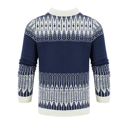 Men's Crewneck Pullover Sweater Unisex Fair Isle Long Sleeve Knitted Sweater